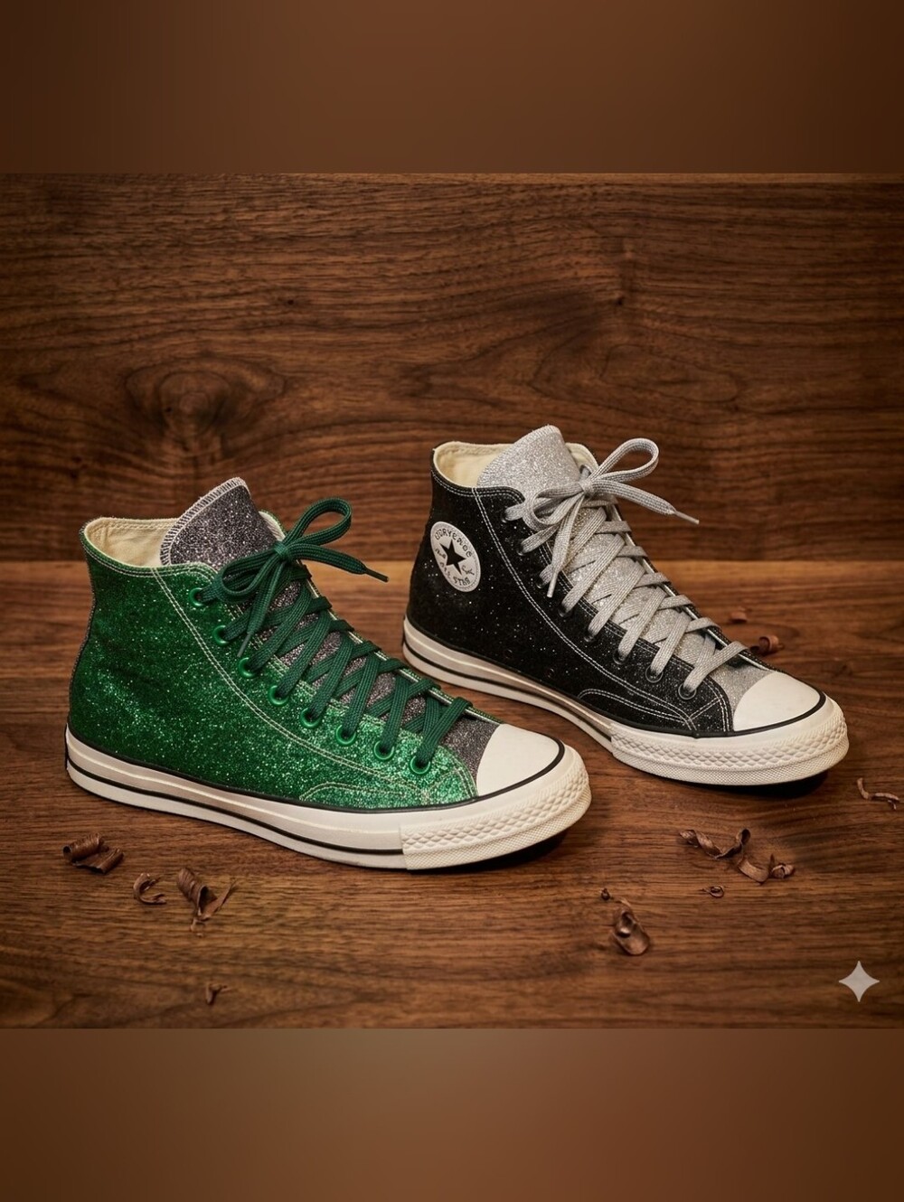 Converse x JW Anderson Chuck 70 Hi Glitter Gutter Green Black Men 9 Women 11